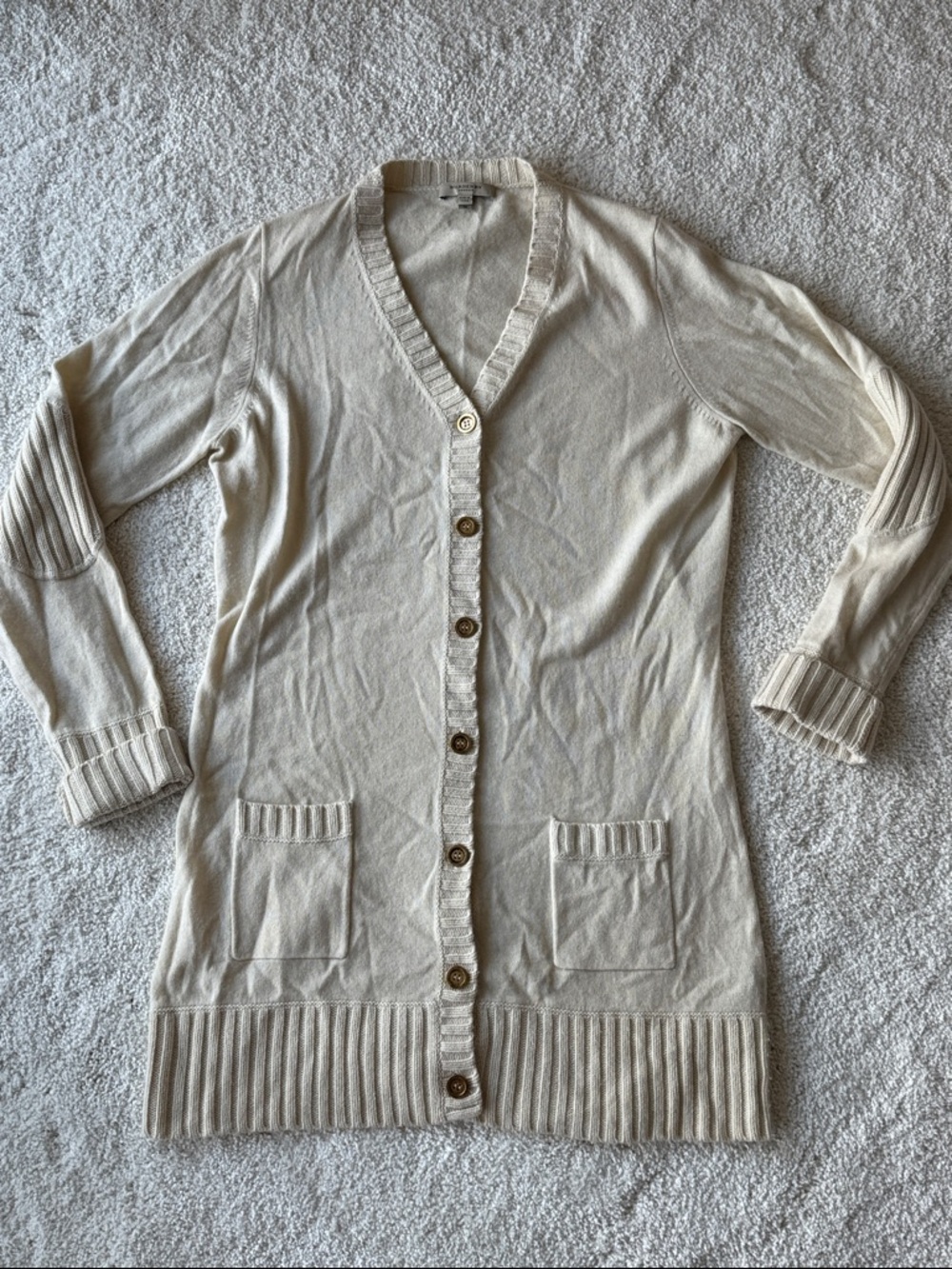 Burberry Cashmere Cream Longline Button Cardigan